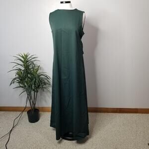 Green Maxi Dress Womens Large Sleeveless Crew Neck Tie Back Solid Casual Long
